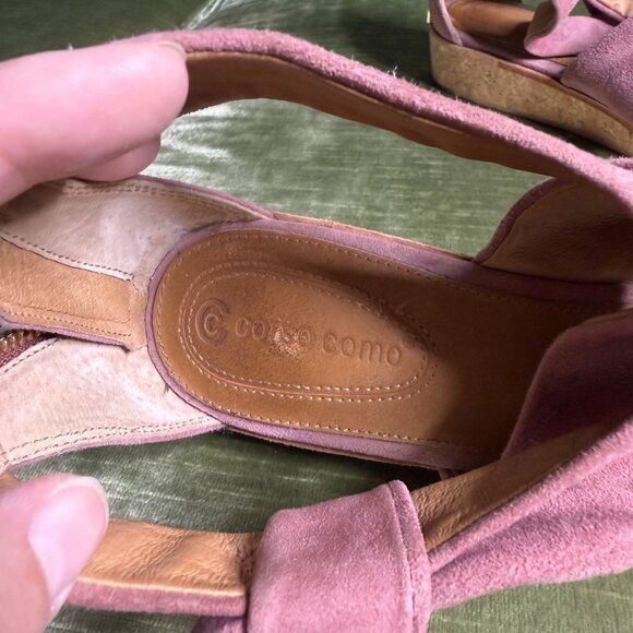 Corso Como Rasque Wedge Sandal Size 8.5 Blush Pink Suede Open-Toe Bow Detail - Picture 4 of 9